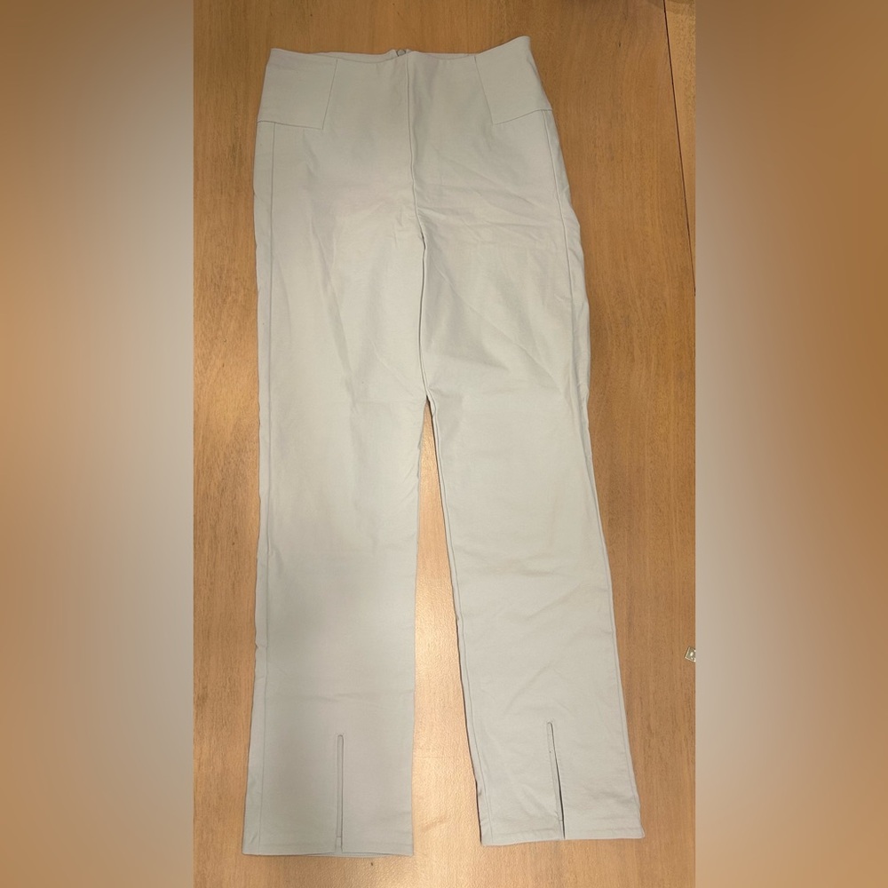 Athleta Light Gray Stretchy Straight Leg Pants - 4